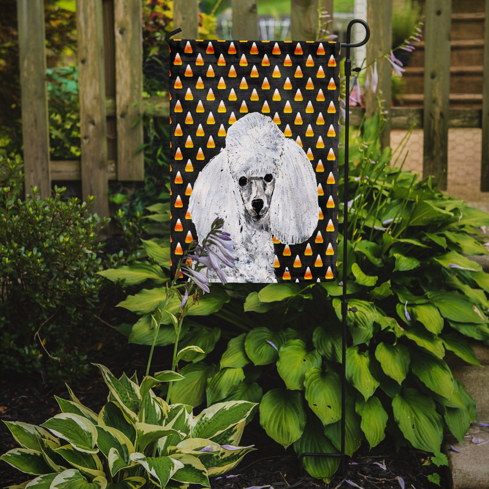White Toy Poodle Candy Corn Halloween Garden Flag Mailbox Decorative Yard Banner Outside Patio Artwork for Flower Beds, Garden Size, Multicolor