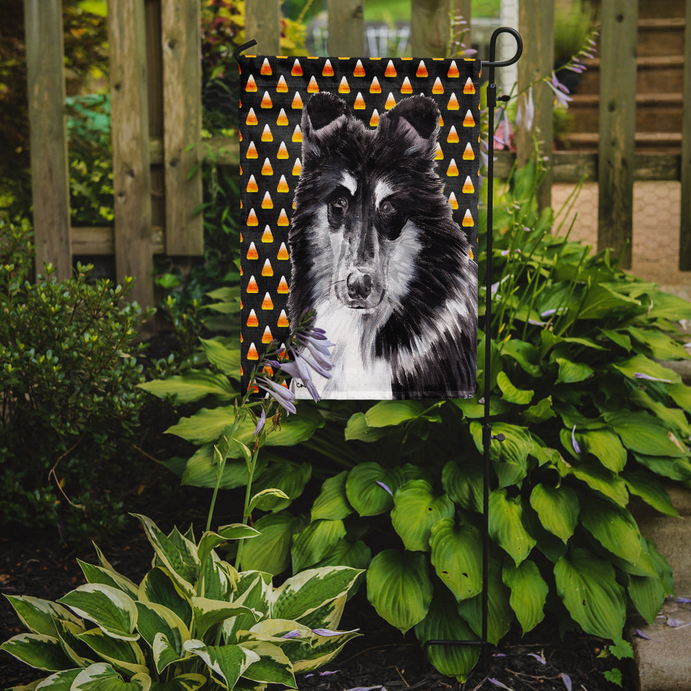 Black and White Collie Candy Corn Halloween Garden Flag Mailbox Decorative Yard Banner Outside Patio Artwork for Flower Beds, Garden Size, Multicolor