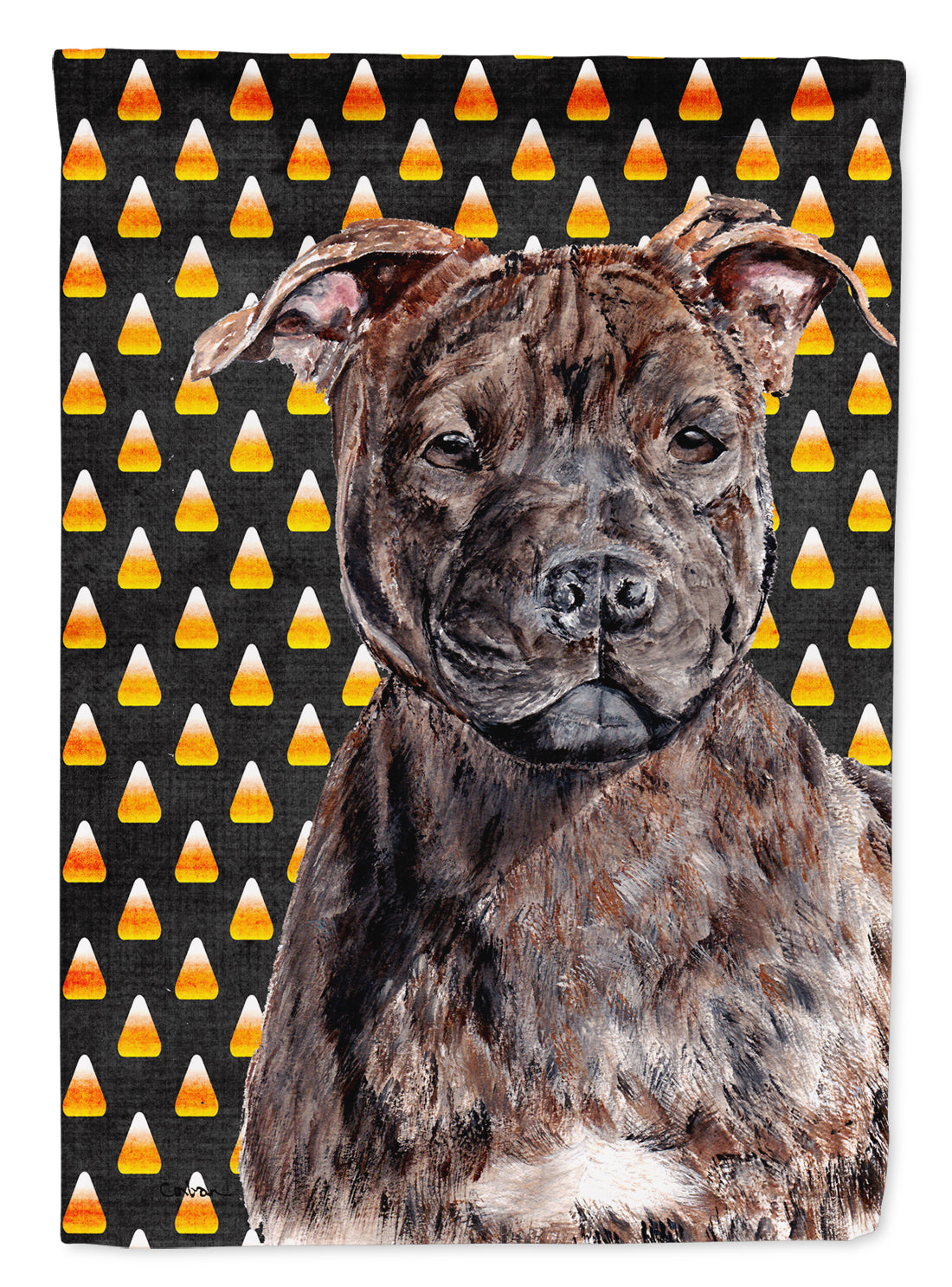 Staffordshire Bull Terrier Staffie Candy Corn Halloween Garden Flag Mailbox Decorative Yard Banner Outside Patio Artwork for Flower Beds, Garden Size, Multicolor