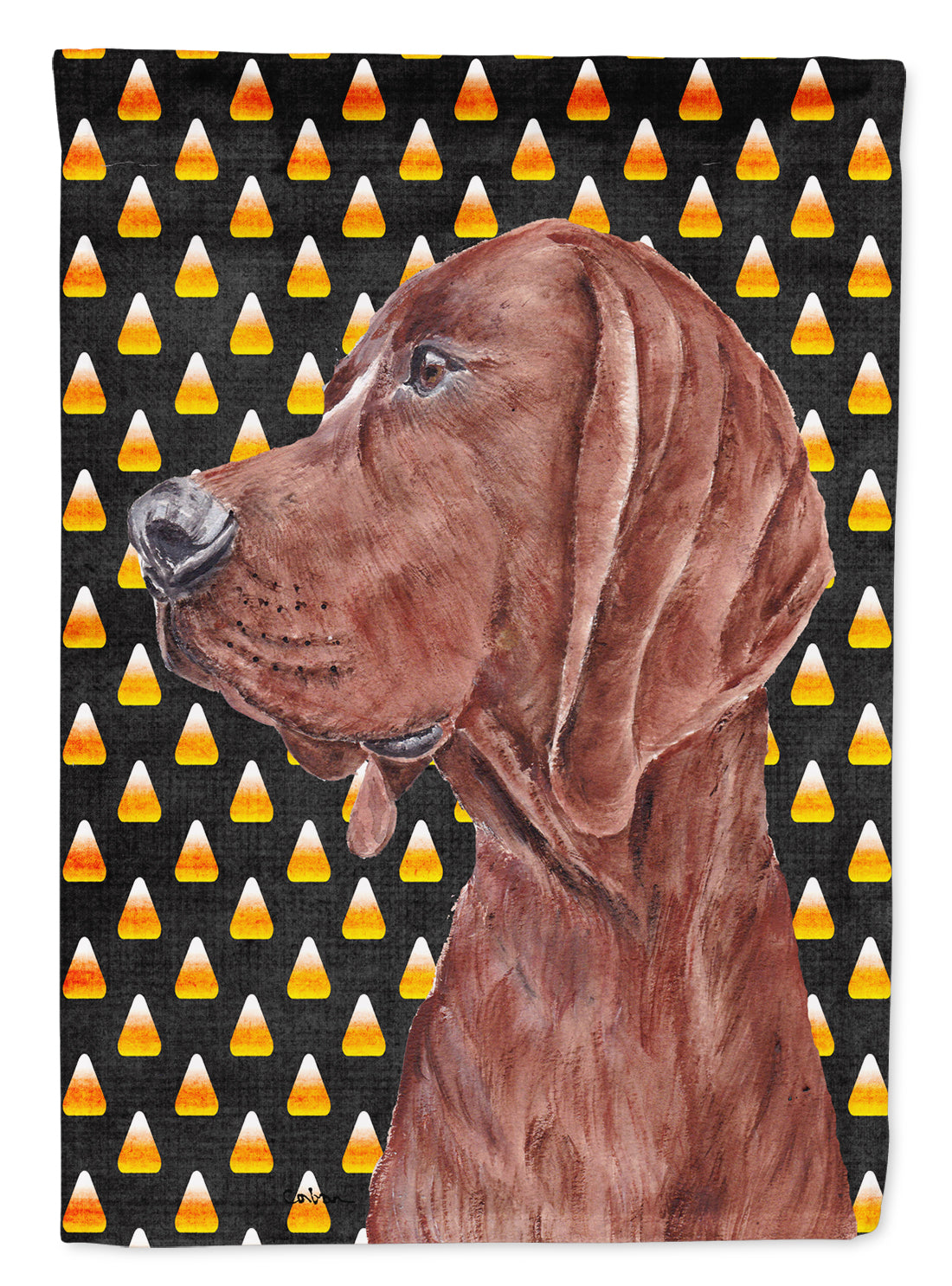 Redbone Coonhound Candy Corn Halloween Garden Flag Mailbox Decorative Yard Banner Outside Patio Artwork for Flower Beds, Garden Size, Multicolor