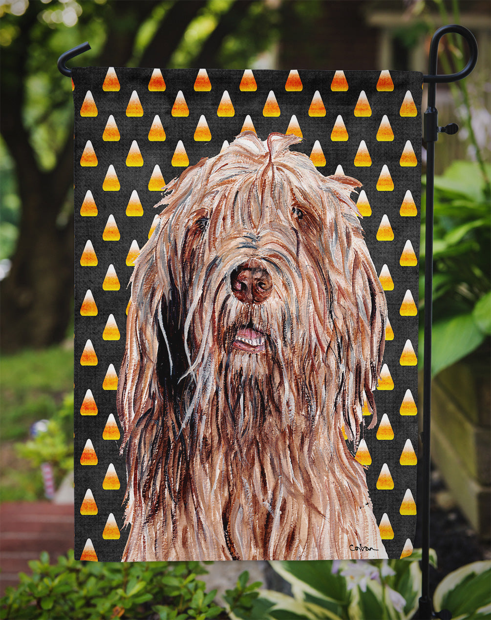 Otterhound Candy Corn Halloween Garden Flag Mailbox Decorative Yard Banner Outside Patio Artwork for Flower Beds, Garden Size, Multicolor