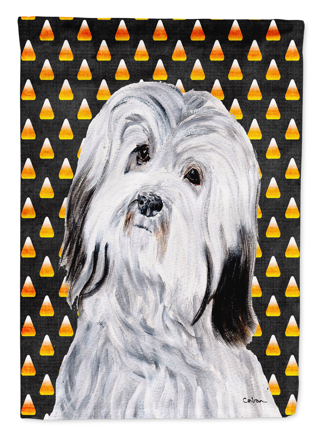Havanese Candy Corn Halloween Garden Flag Mailbox Decorative Yard Banner Outside Patio Artwork for Flower Beds, Garden Size, Multicolor