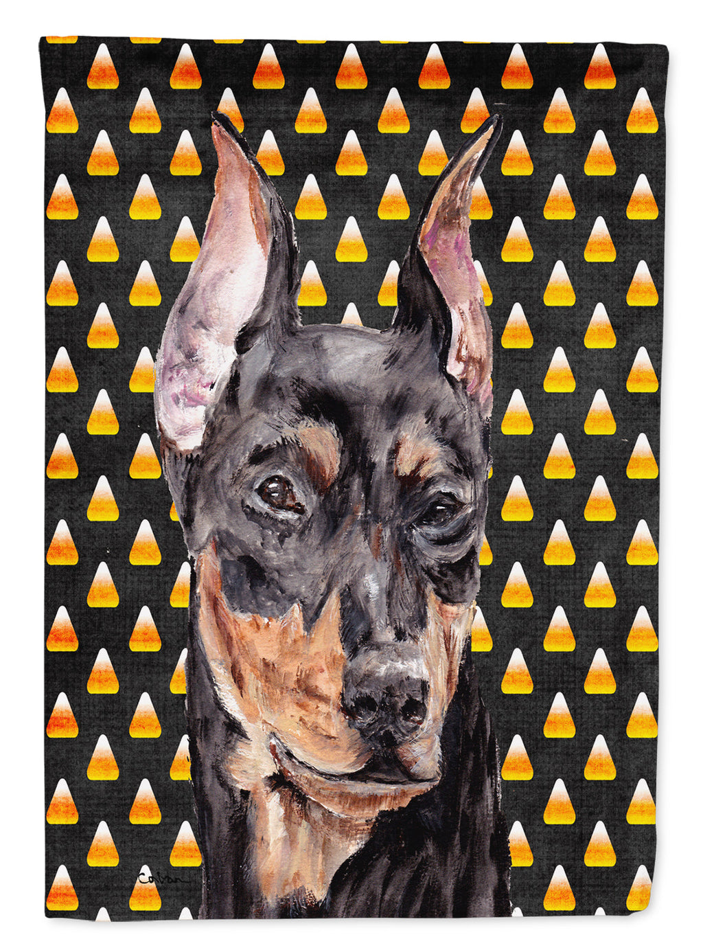 German Pinscher Candy Corn Halloween Garden Flag Mailbox Decorative Yard Banner Outside Patio Artwork for Flower Beds, Garden Size, Multicolor