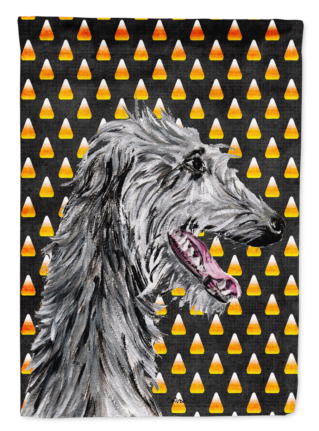 Scottish Deerhound Candy Corn Halloween Garden Flag Mailbox Decorative Yard Banner Outside Patio Artwork for Flower Beds, Garden Size, Multicolor