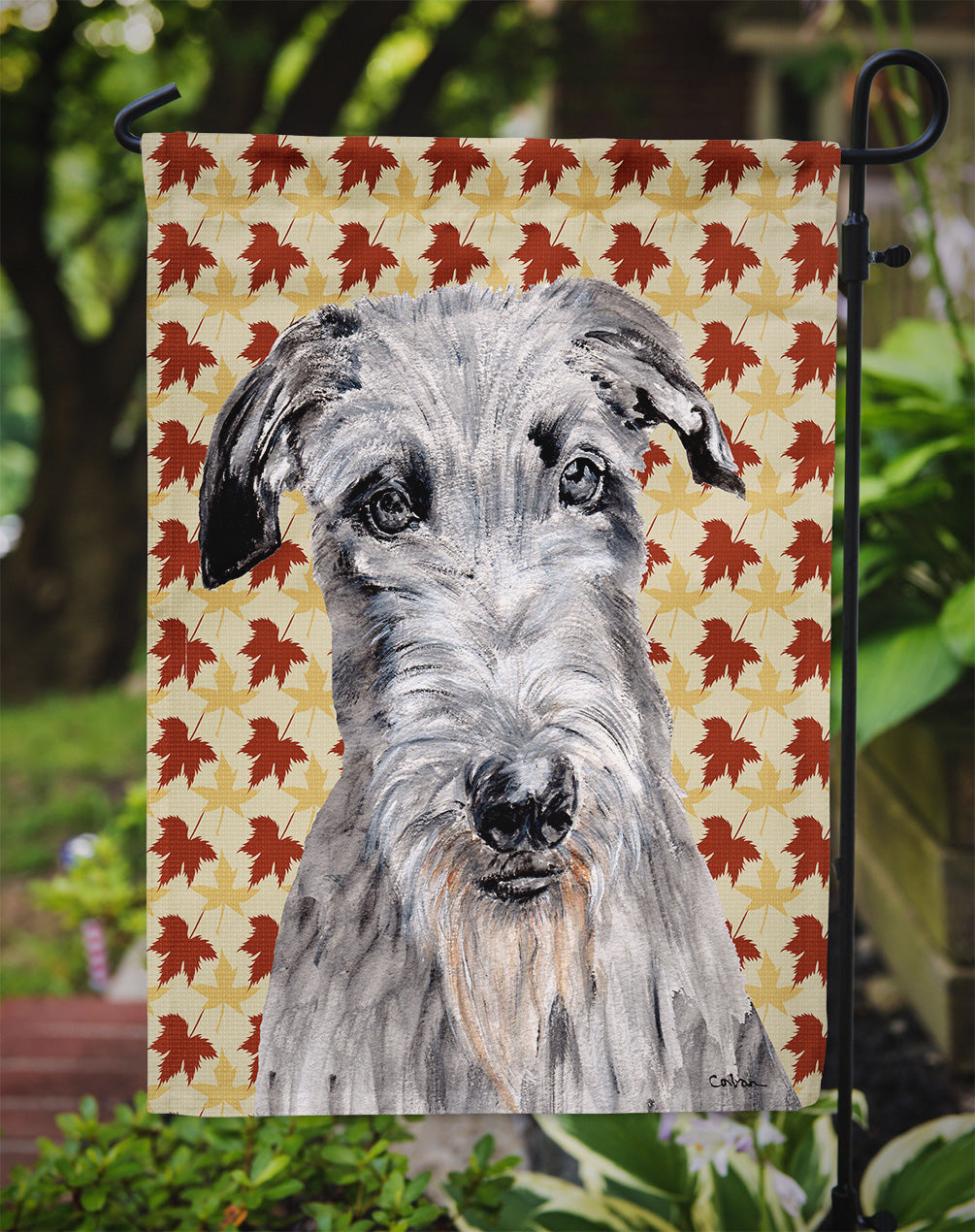 Scottish Deerhound Fall Leaves Garden Flag Mailbox Decorative Yard Banner Outside Patio Artwork for Flower Beds, Garden Size, Multicolor