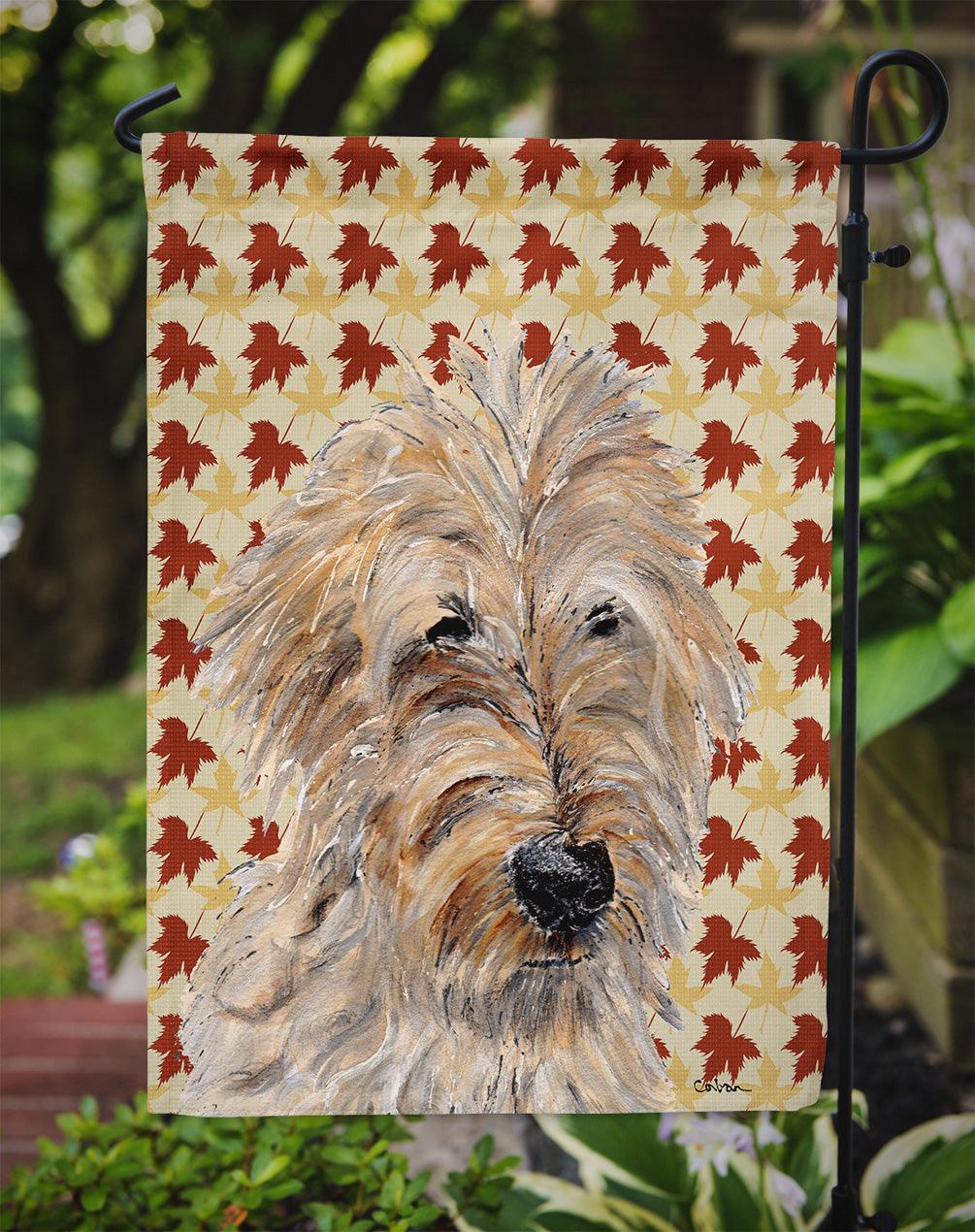 Golden Doodle 2 Fall Leaves Garden Flag Mailbox Decorative Yard Banner Outside Patio Artwork for Flower Beds, Garden Size, Multicolor