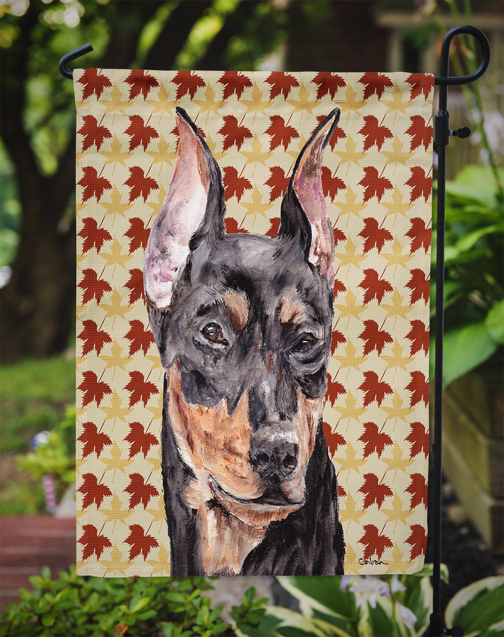 German Pinscher Fall Leaves Garden Flag Mailbox Decorative Yard Banner Outside Patio Artwork for Flower Beds, Garden Size, Multicolor