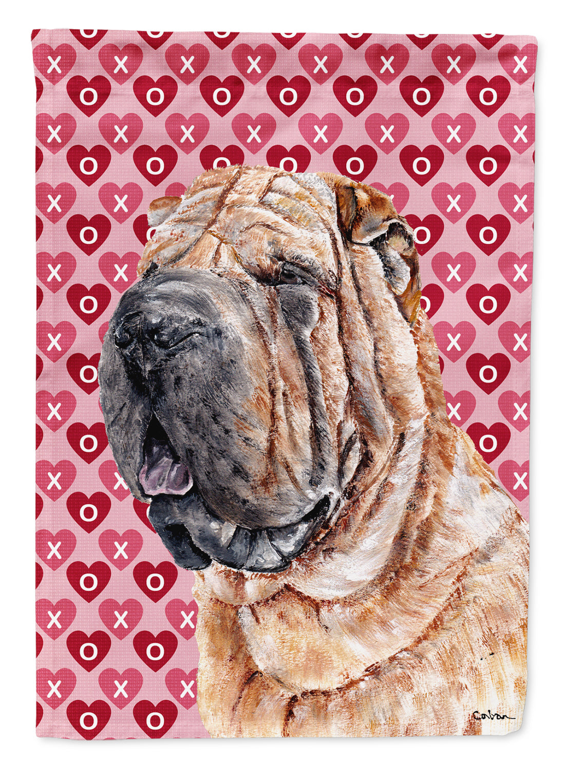Shar Pei Hearts and Love Garden Flag Mailbox Decorative Yard Banner Outside Patio Artwork for Flower Beds, Garden Size, Multicolor