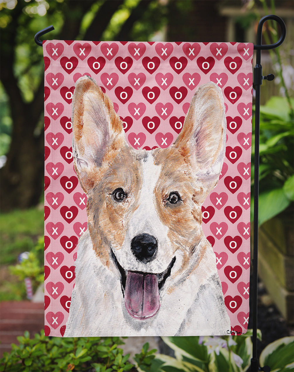 Cardigan Corgi Hearts and Love Garden Flag Mailbox Decorative Yard Banner Outside Patio Artwork for Flower Beds, Garden Size, Multicolor