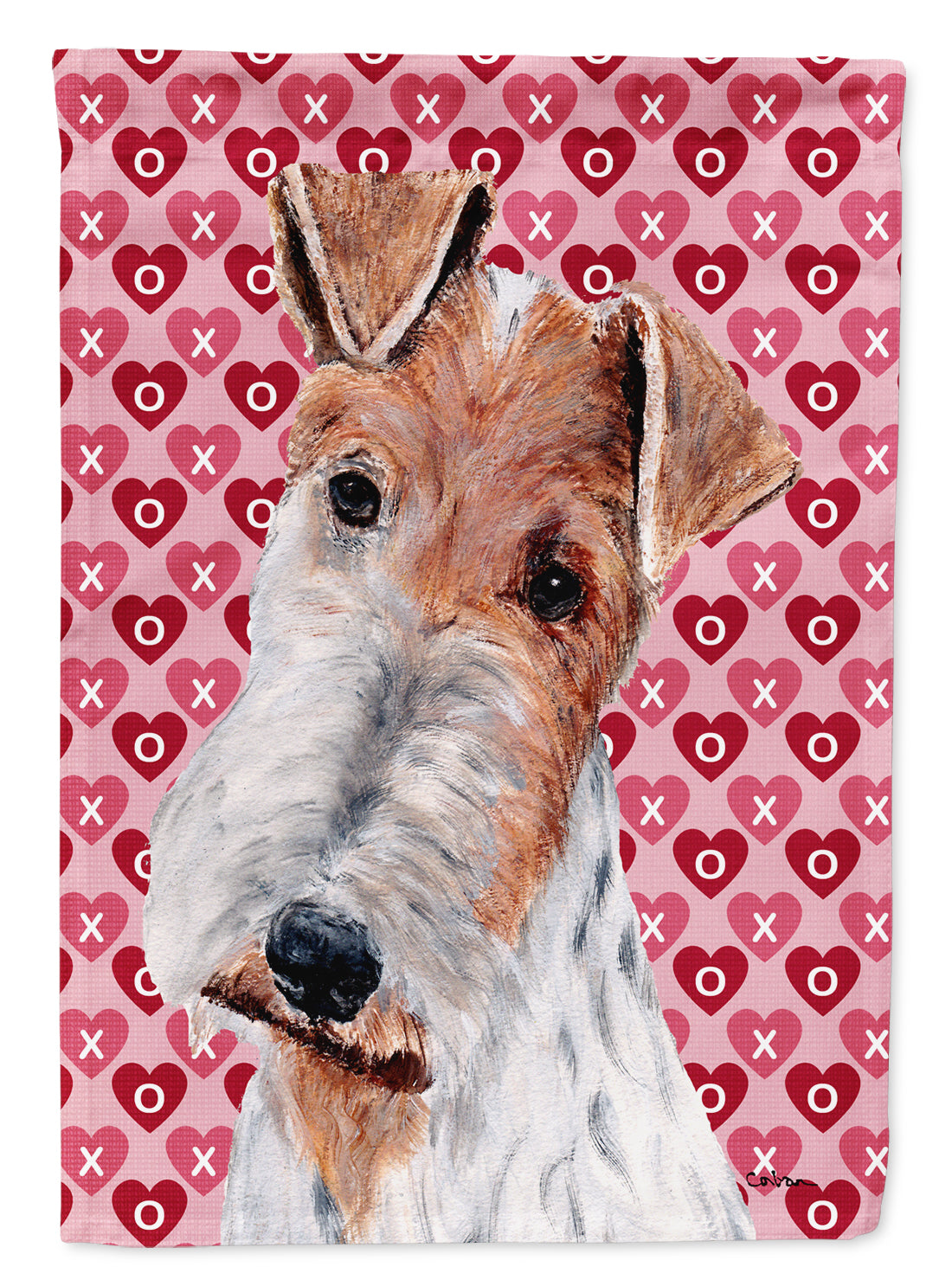 Wire Fox Terrier Hearts and Love Garden Flag Mailbox Decorative Yard Banner Outside Patio Artwork for Flower Beds, Garden Size, Multicolor