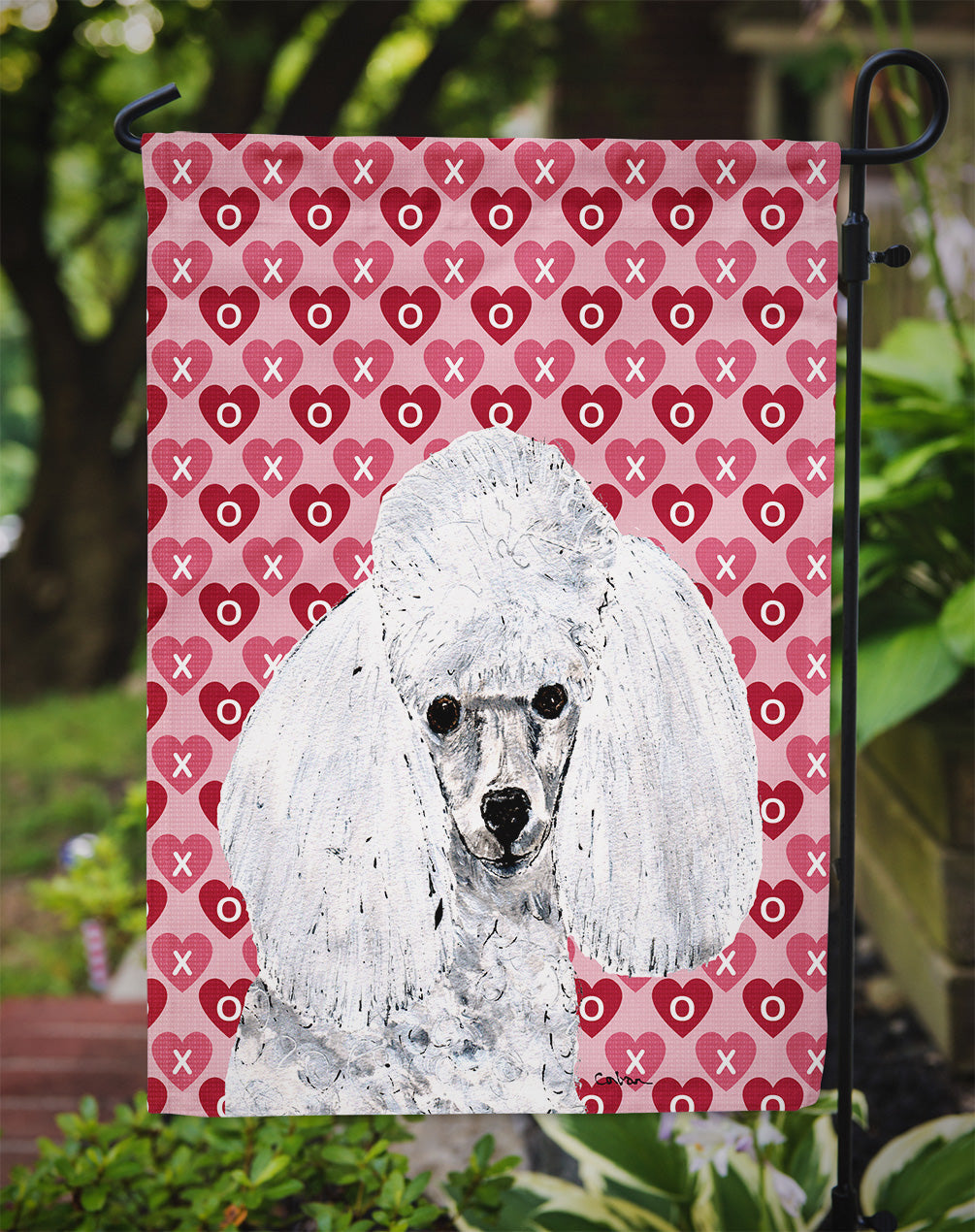 White Toy Poodle Hearts and Love Garden Flag Mailbox Decorative Yard Banner Outside Patio Artwork for Flower Beds, Garden Size, Multicolor