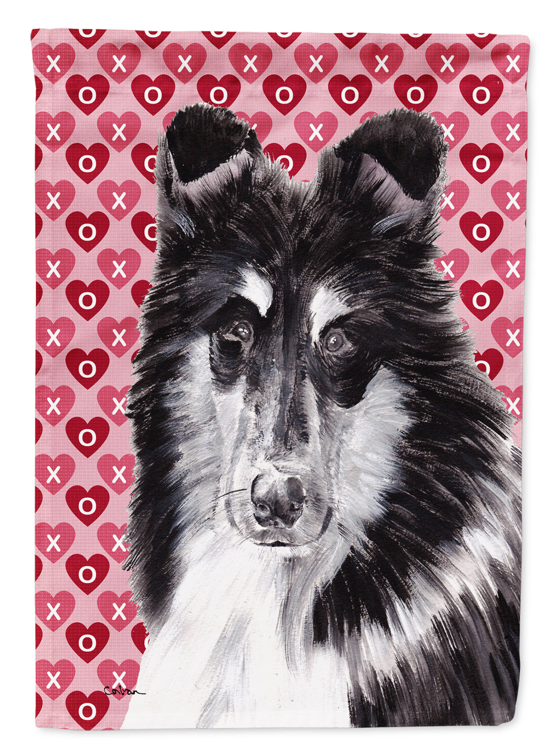 Black and White Collie Hearts and Love Garden Flag Mailbox Decorative Yard Banner Outside Patio Artwork for Flower Beds, Garden Size, Multicolor