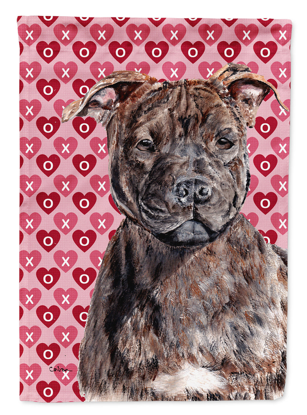 Staffordshire Bull Terrier Staffie Hearts and Love Garden Flag Mailbox Decorative Yard Banner Outside Patio Artwork for Flower Beds, Garden Size, Multicolor