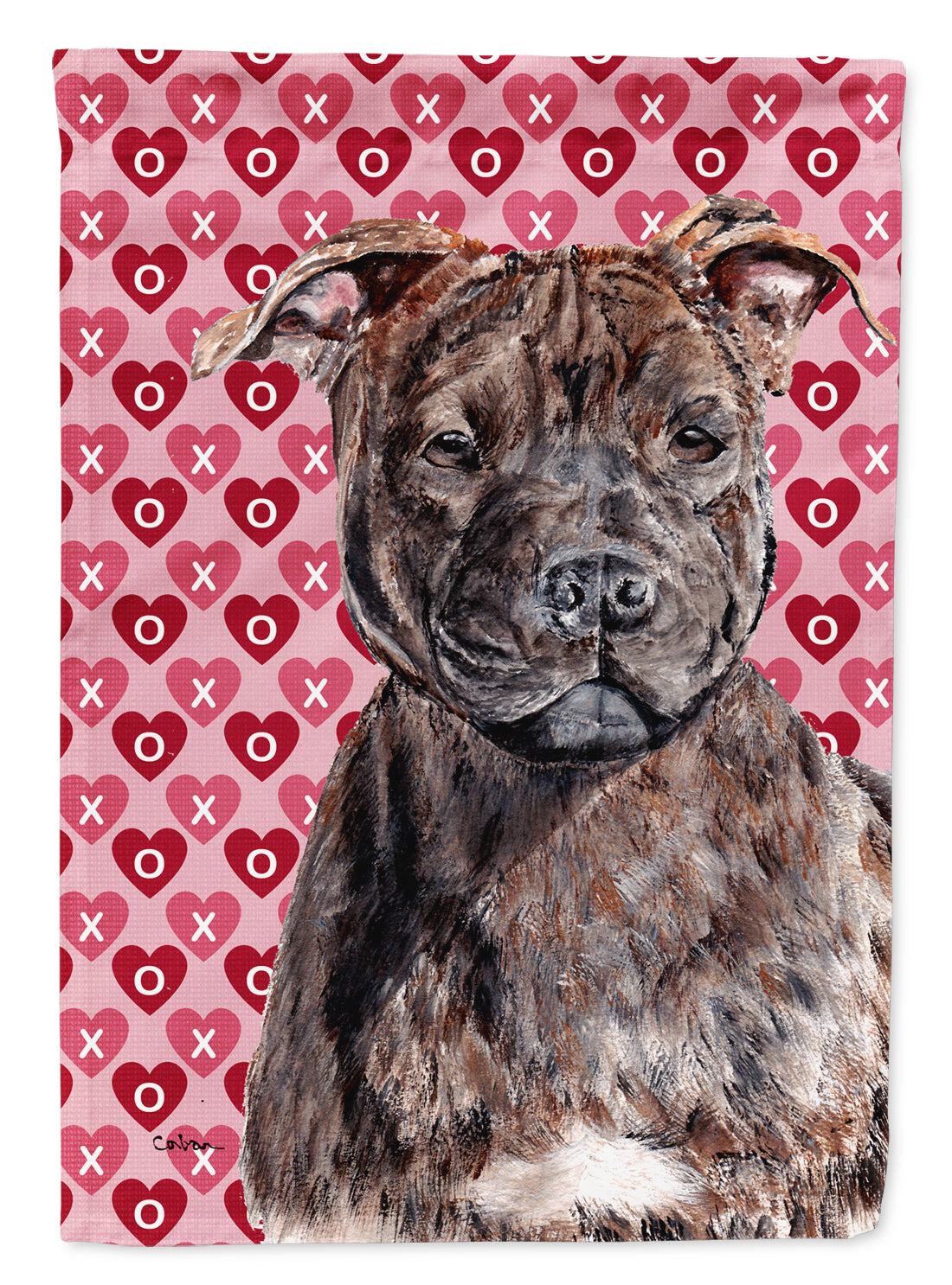 Staffordshire Bull Terrier Staffie Hearts and Love Garden Flag Mailbox Decorative Yard Banner Outside Patio Artwork for Flower Beds, Garden Size, Multicolor
