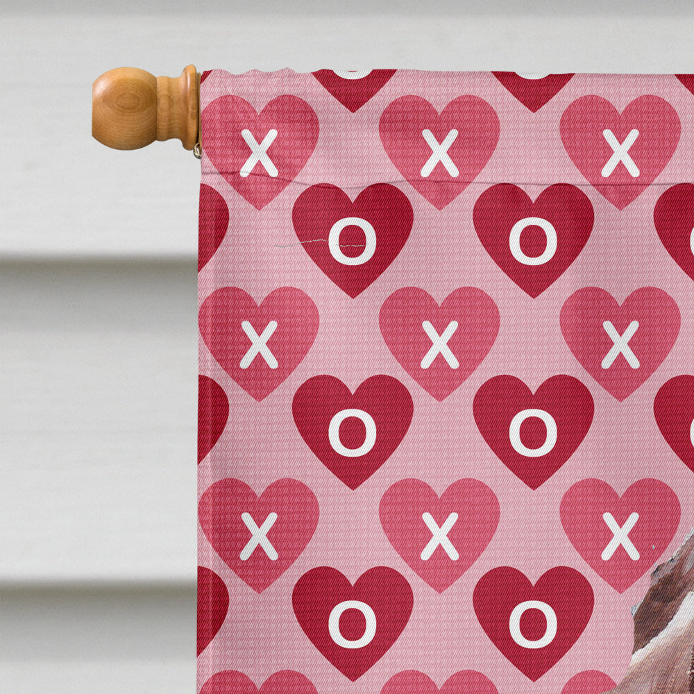 Redbone Coonhound Hearts and Love House Flag 28x40 Porch Sleeve Pole Decorative Outside Yard Banner Artwork Wall Hanging, Polyester