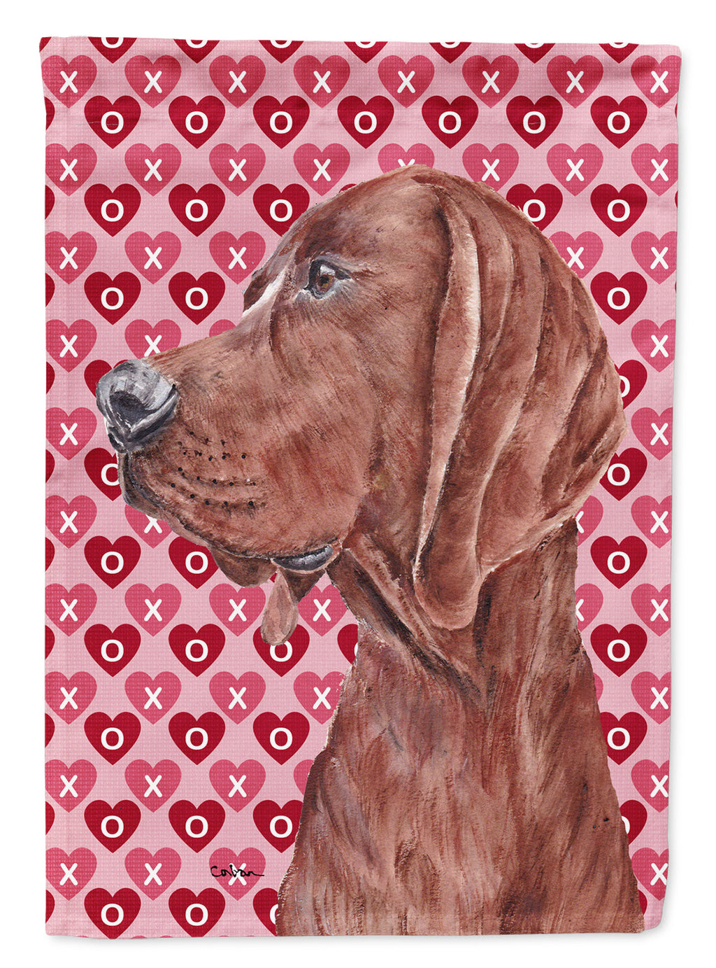 Redbone Coonhound Hearts and Love Garden Flag Mailbox Decorative Yard Banner Outside Patio Artwork for Flower Beds, Garden Size, Multicolor