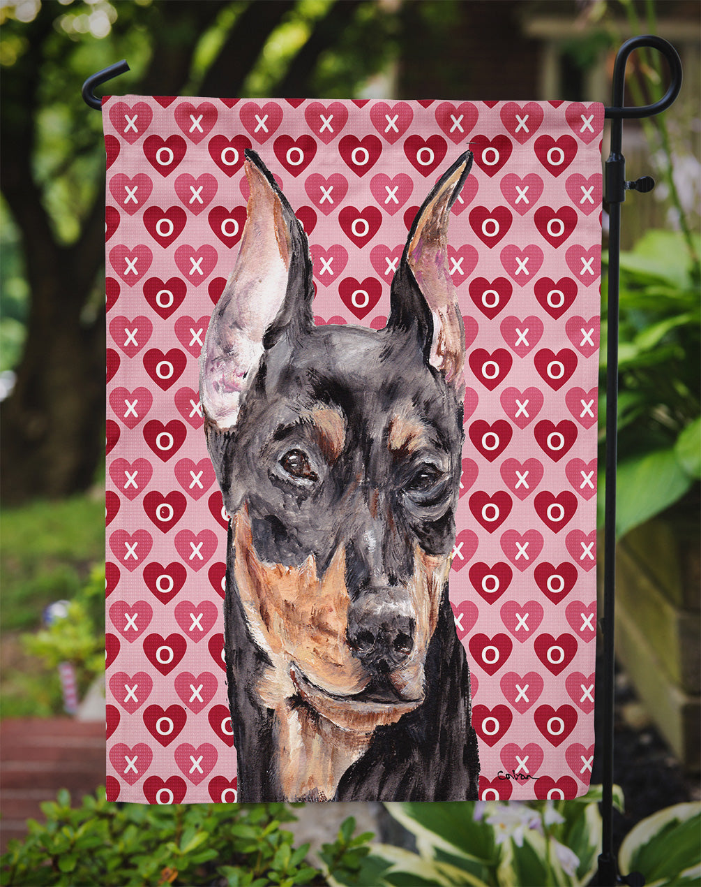 German Pinscher Hearts and Love Garden Flag Mailbox Decorative Yard Banner Outside Patio Artwork for Flower Beds, Garden Size, Multicolor