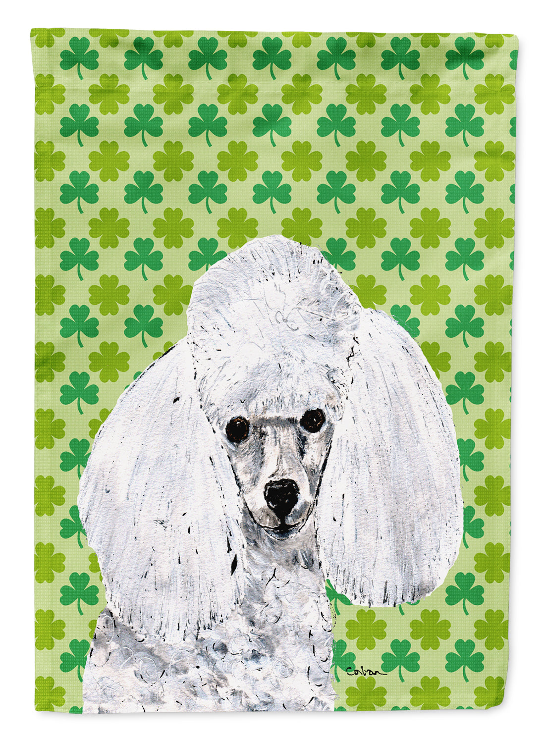 White Toy Poodle Lucky Shamrock St. Patrick's Day Garden Flag Mailbox Decorative Yard Banner Outside Patio Artwork for Flower Beds, Garden Size, Multicolor