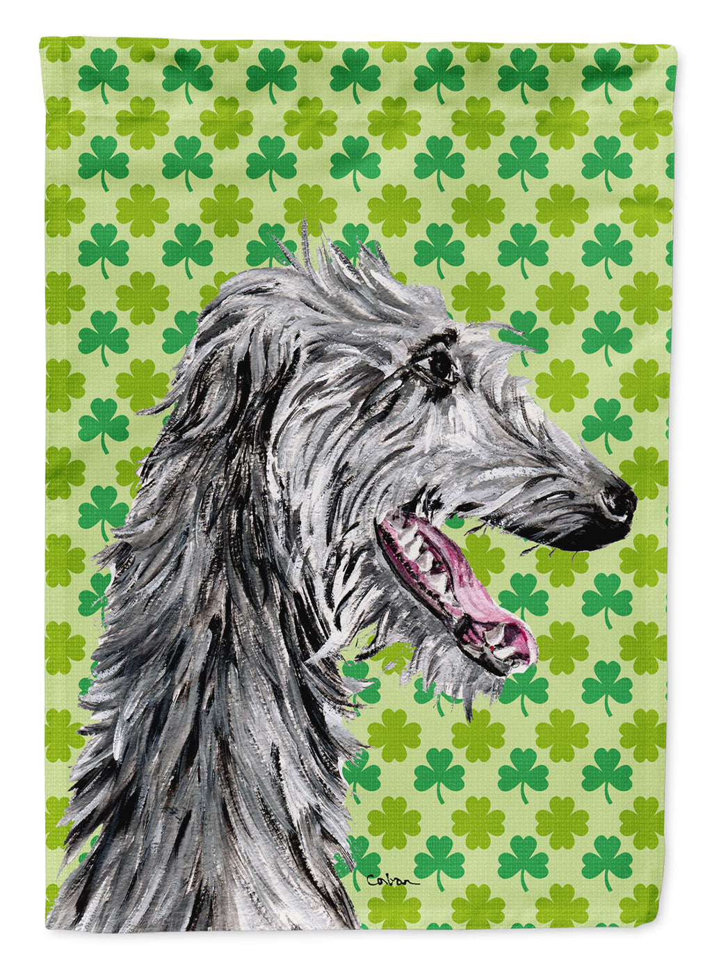 Scottish Deerhound Lucky Shamrock St. Patrick's Day Garden Flag Mailbox Decorative Yard Banner Outside Patio Artwork for Flower Beds, Garden Size, Multicolor