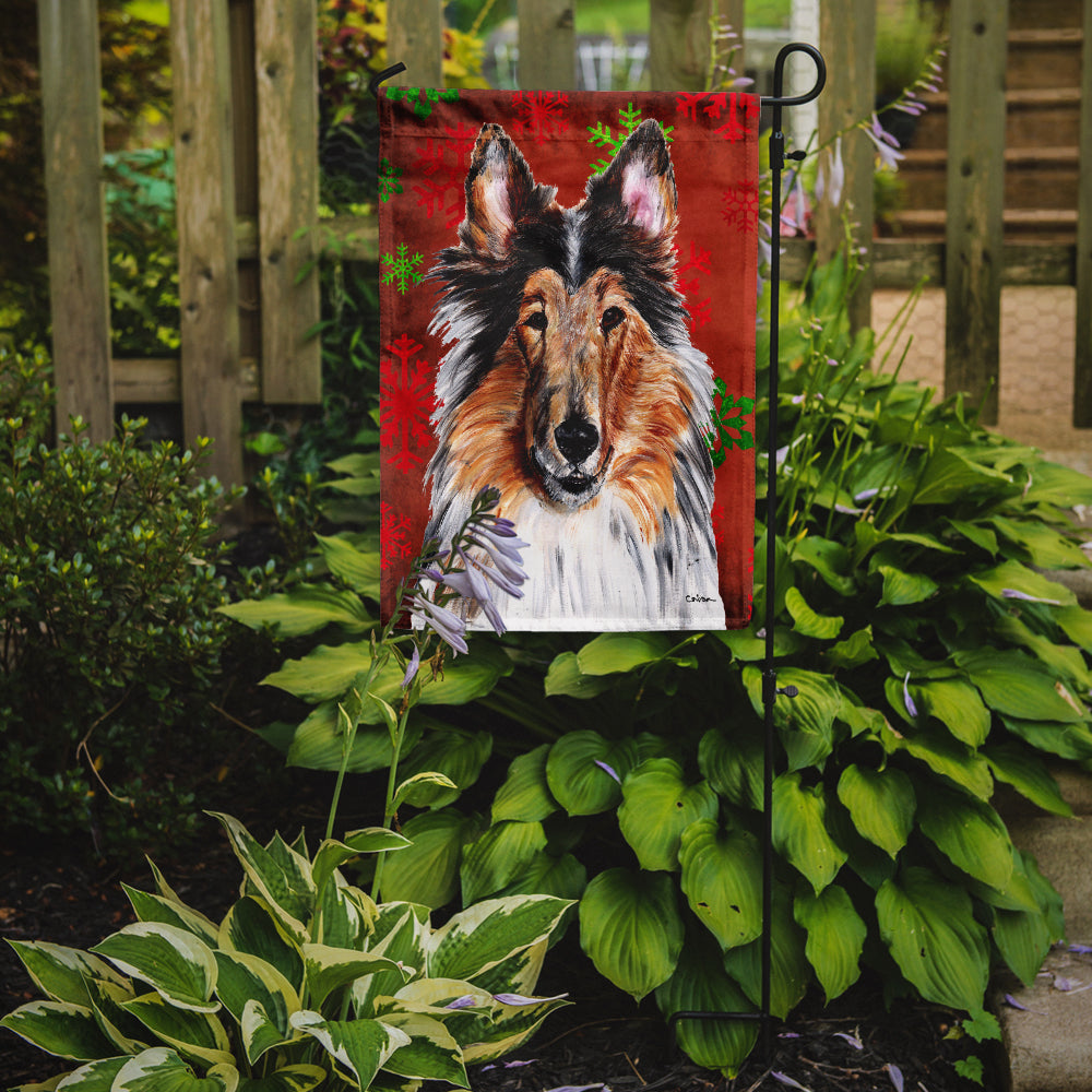 Collie Red Snowflakes Holiday Garden Flag Mailbox Decorative Yard Banner Outside Patio Artwork for Flower Beds, Garden Size, Multicolor