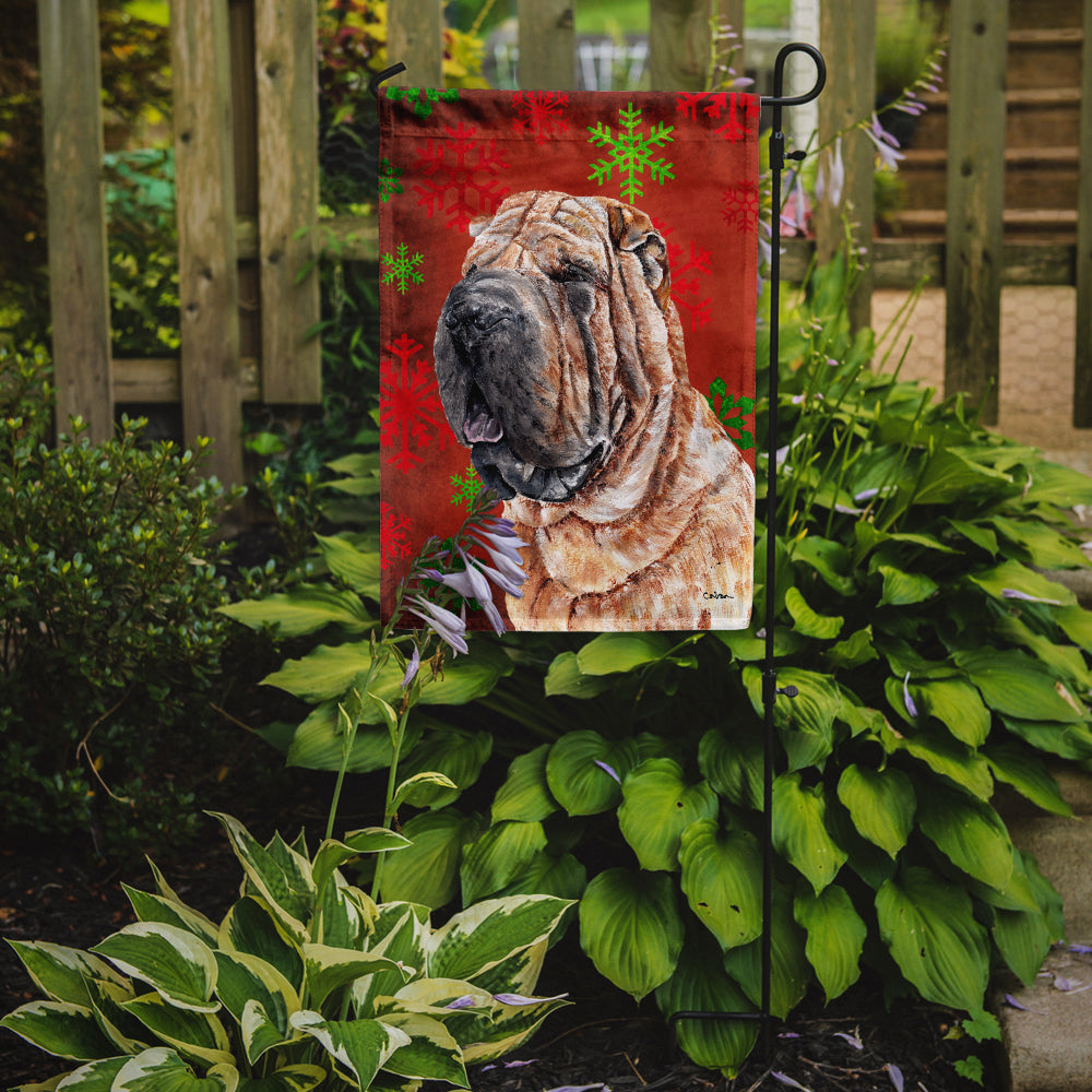 Shar Pei Red Snowflakes Holiday Garden Flag Mailbox Decorative Yard Banner Outside Patio Artwork for Flower Beds, Garden Size, Multicolor