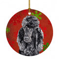 Black Standard Poodle Red Snowflakes Holiday Ceramic Ornament Christmas Tree Hanging Decorations for Home Christmas Holiday, Party, Gift, 3 in, Multicolor