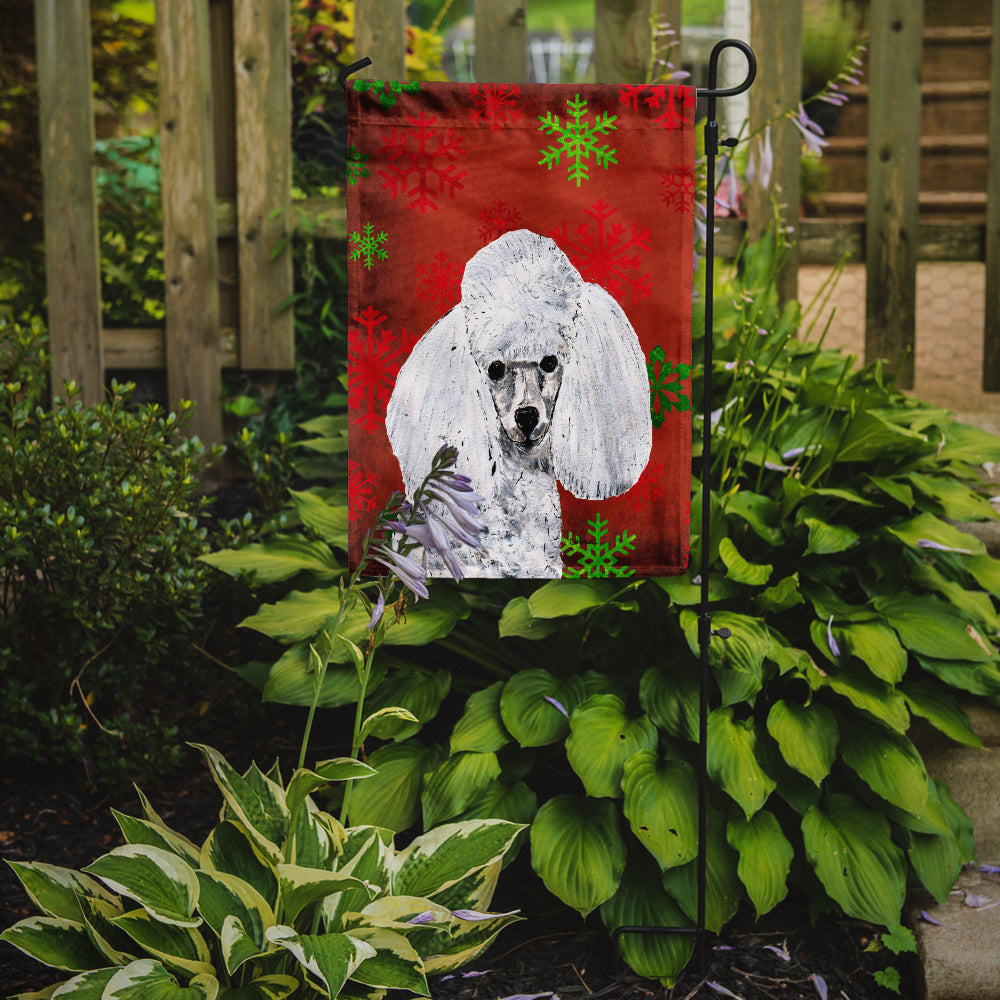 White Toy Poodle Red Snowflakes Holiday Garden Flag Mailbox Decorative Yard Banner Outside Patio Artwork for Flower Beds, Garden Size, Multicolor