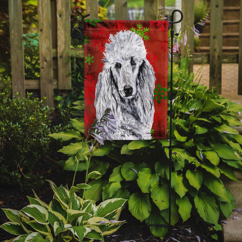 White Standard Poodle Red Snowflakes Holiday Garden Flag Mailbox Decorative Yard Banner Outside Patio Artwork for Flower Beds, Garden Size, Multicolor