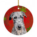 Scottish Deerhound Red Snowflakes Holiday Ceramic Ornament Christmas Tree Hanging Decorations for Home Christmas Holiday, Party, Gift, 3 in, Multicolor
