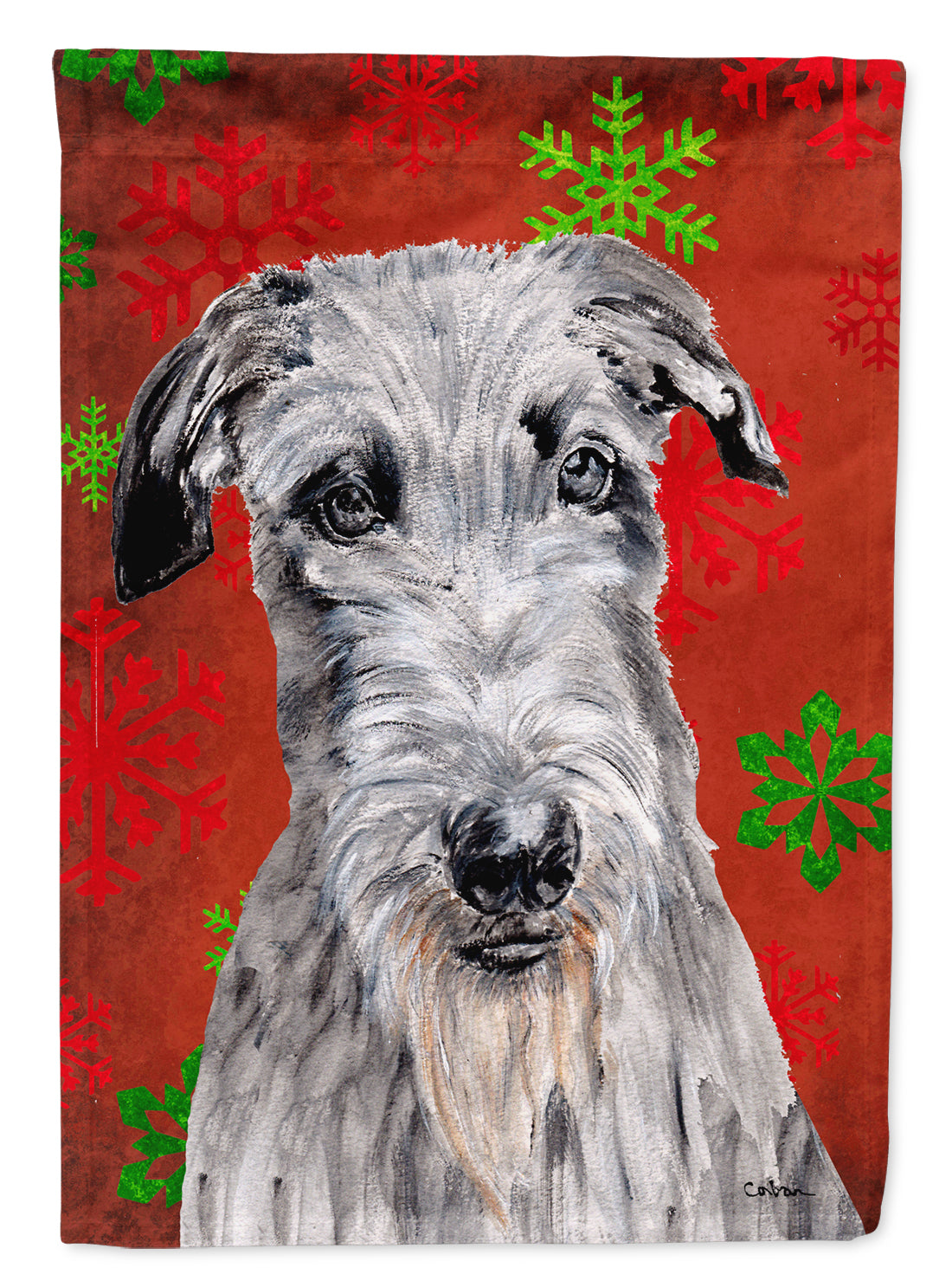 Scottish Deerhound Red Snowflakes Holiday Garden Flag Mailbox Decorative Yard Banner Outside Patio Artwork for Flower Beds, Garden Size, Multicolor