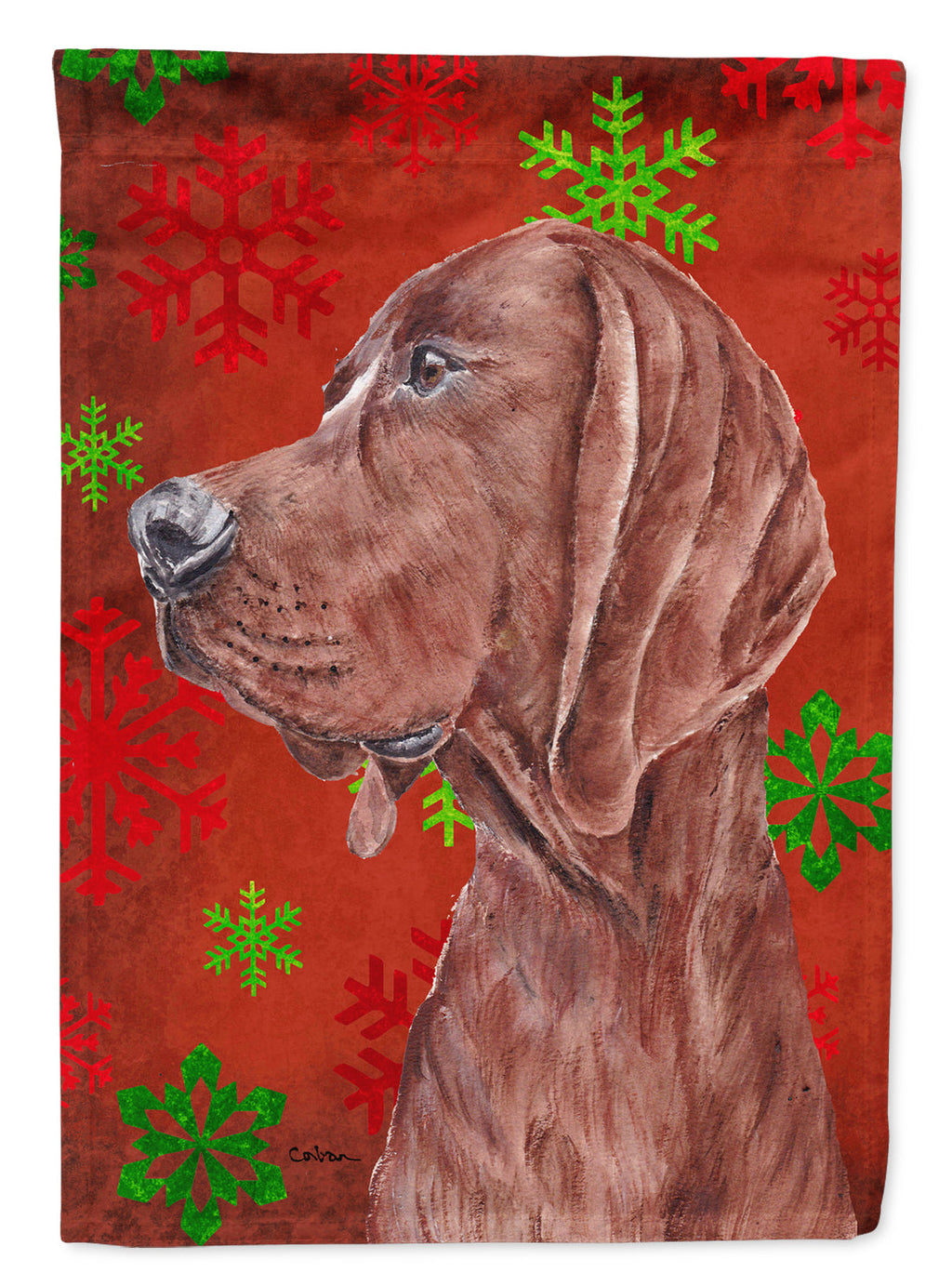 Redbone Coonhound Red Snowflakes Holiday Garden Flag Mailbox Decorative Yard Banner Outside Patio Artwork for Flower Beds, Garden Size, Multicolor