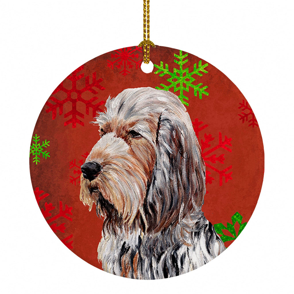 Otterhound Red Snowflakes Holiday Ceramic Ornament Christmas Tree Hanging Decorations for Home Christmas Holiday, Party, Gift, 3 in, Multicolor