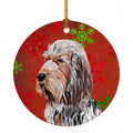 Otterhound Red Snowflakes Holiday Ceramic Ornament Christmas Tree Hanging Decorations for Home Christmas Holiday, Party, Gift, 3 in, Multicolor