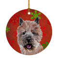 Norwich Terrier Red Snowflakes Holiday Ceramic Ornament Christmas Tree Hanging Decorations for Home Christmas Holiday, Party, Gift, 3 in, Multicolor