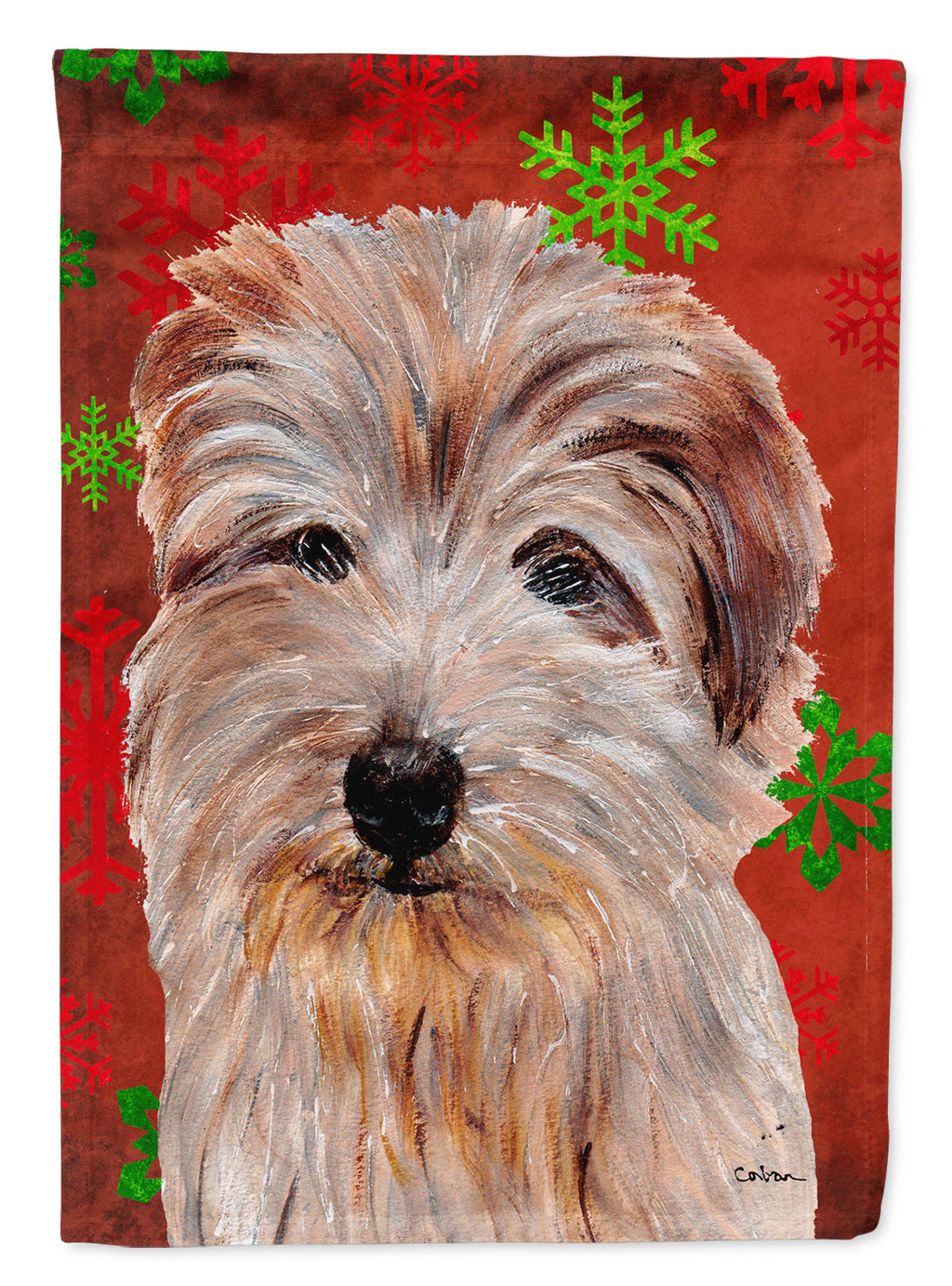 Norfolk Terrier Red Snowflakes Holiday Garden Flag Mailbox Decorative Yard Banner Outside Patio Artwork for Flower Beds, Garden Size, Multicolor