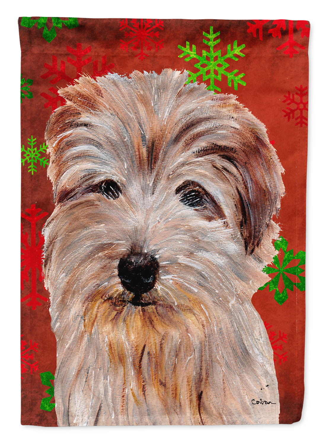 Norfolk Terrier Red Snowflakes Holiday Garden Flag Mailbox Decorative Yard Banner Outside Patio Artwork for Flower Beds, Garden Size, Multicolor