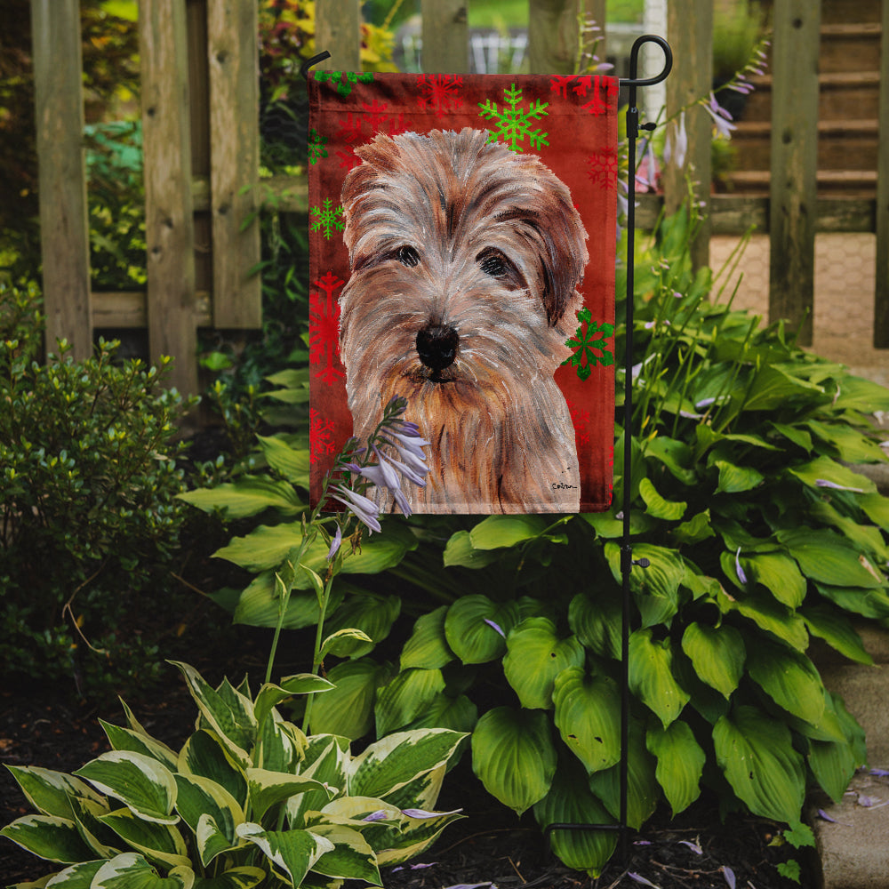 Norfolk Terrier Red Snowflakes Holiday Garden Flag Mailbox Decorative Yard Banner Outside Patio Artwork for Flower Beds, Garden Size, Multicolor