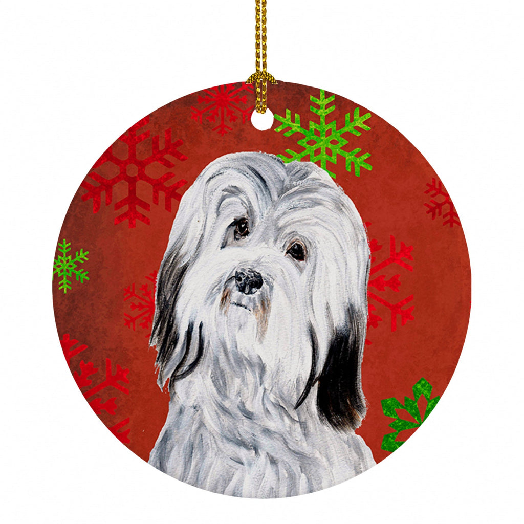 Havanese Red Snowflakes Holiday Ceramic Ornament Christmas Tree Hanging Decorations for Home Christmas Holiday, Party, Gift, 3 in, Multicolor
