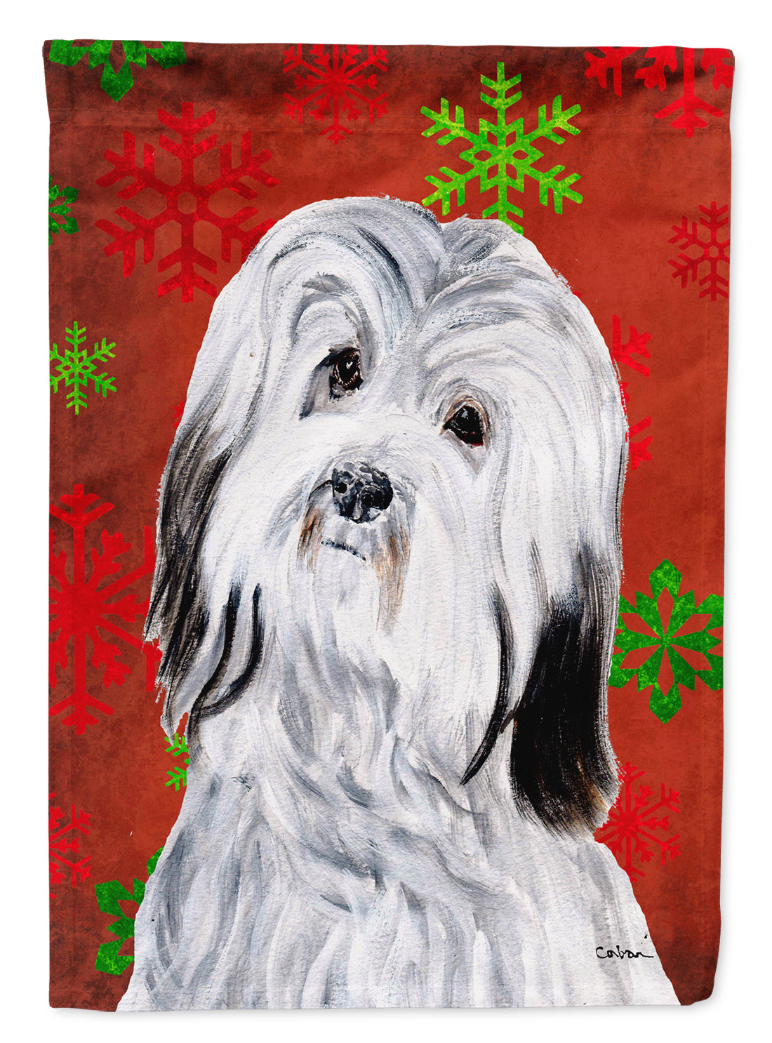 Havanese Red Snowflakes Holiday Garden Flag Mailbox Decorative Yard Banner Outside Patio Artwork for Flower Beds, Garden Size, Multicolor