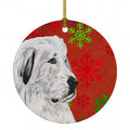 Great Pyrenees Red Snowflakes Holiday Ceramic Ornament Christmas Tree Hanging Decorations for Home Christmas Holiday, Party, Gift, 3 in, Multicolor