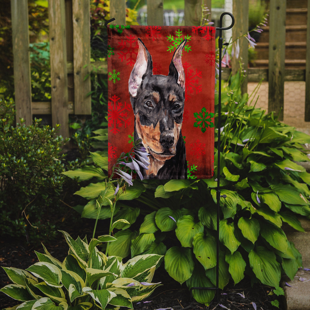 German Pinscher Red Snowflakes Holiday Garden Flag Mailbox Decorative Yard Banner Outside Patio Artwork for Flower Beds, Garden Size, Multicolor