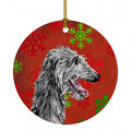 Scottish Deerhound Red Snowflakes Holiday Ceramic Ornament Christmas Tree Hanging Decorations for Home Christmas Holiday, Party, Gift, 3 in, Multicolor