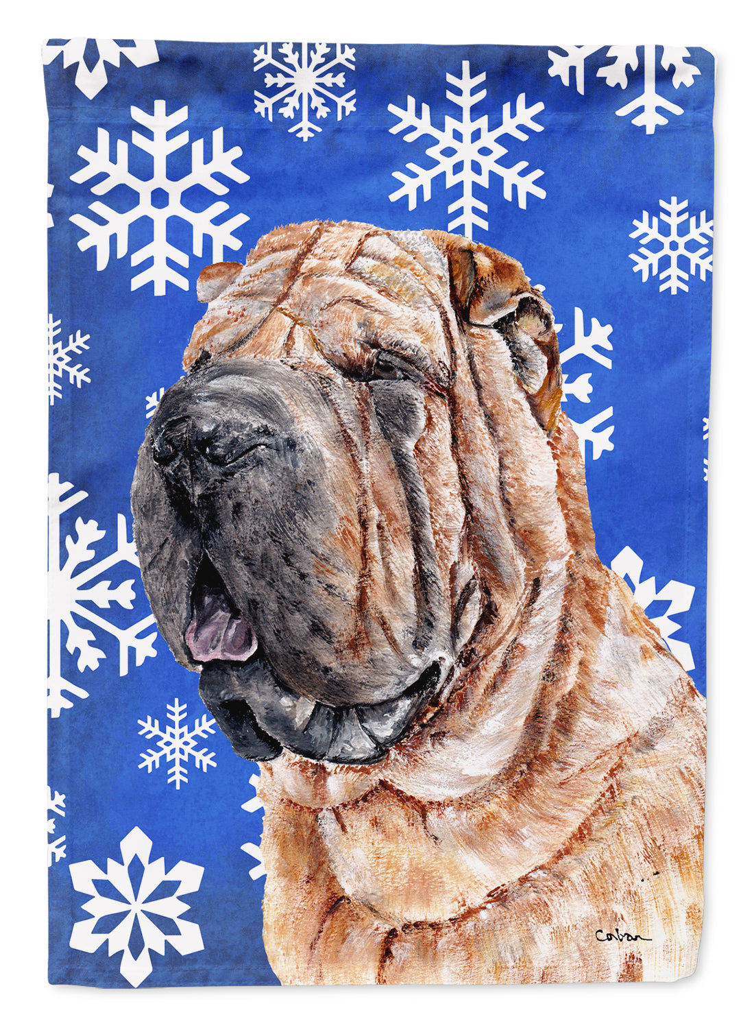 Shar Pei Winter Snowflakes Garden Flag Mailbox Decorative Yard Banner Outside Patio Artwork for Flower Beds, Garden Size, Multicolor