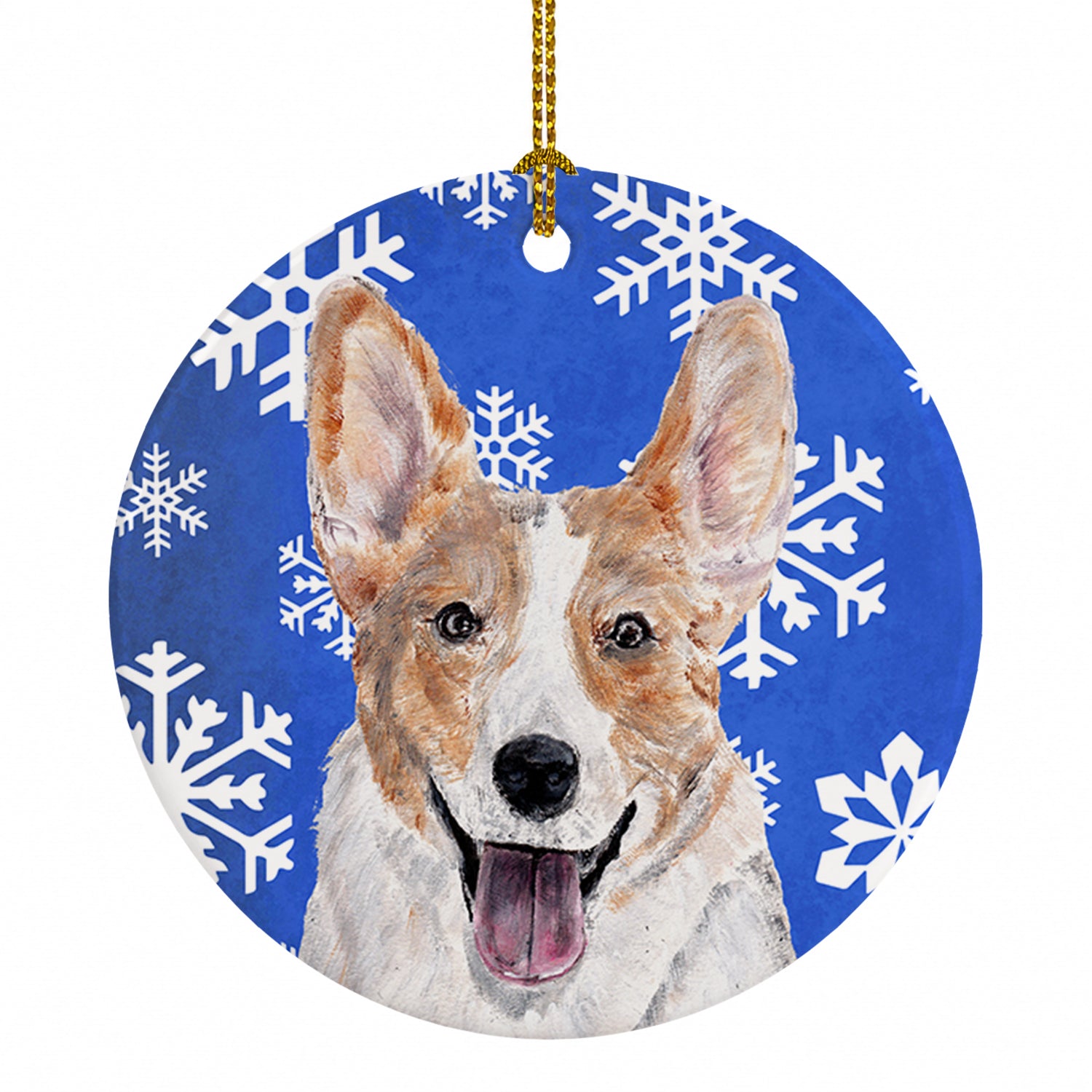 Cardigan Corgi Winter Snowflakes Ceramic Ornament Christmas Tree Hanging Decorations for Home Christmas Holiday, Party, Gift, 3 in, Multicolor