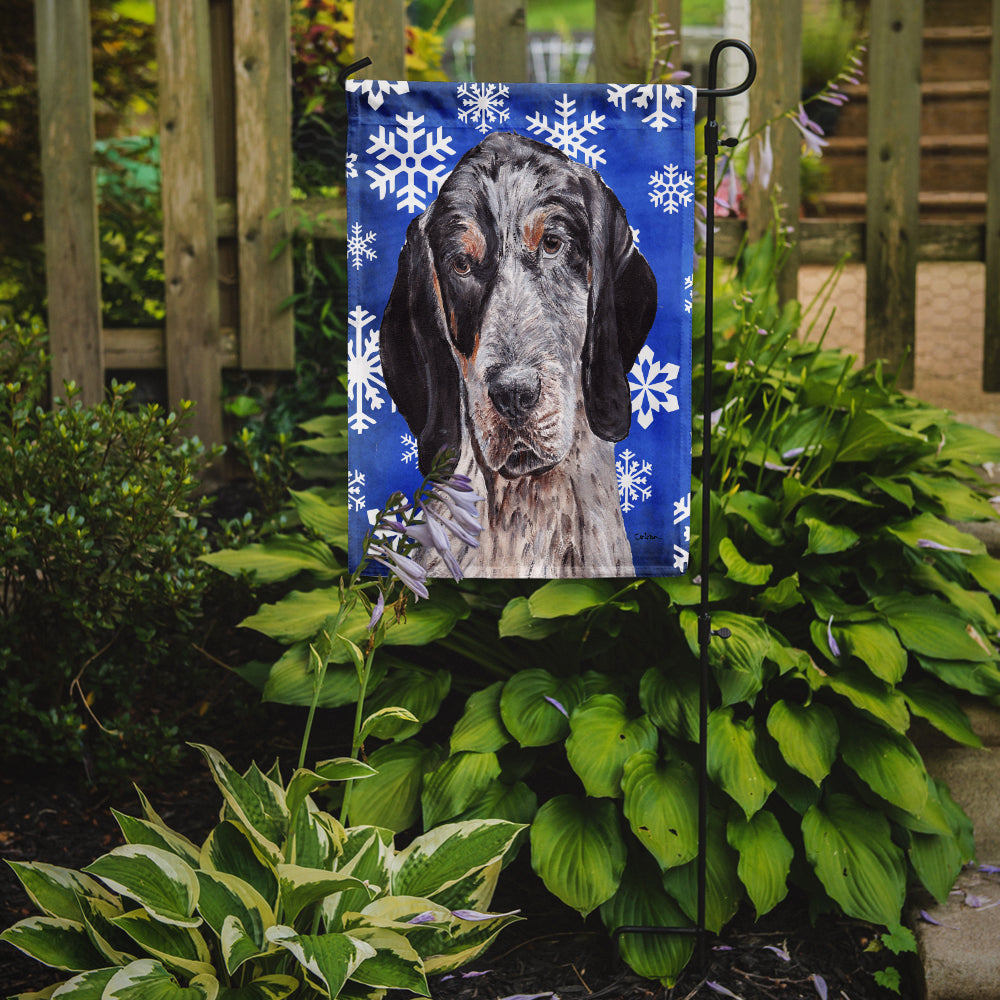 Blue Tick Coonhound Winter Snowflakes Garden Flag Mailbox Decorative Yard Banner Outside Patio Artwork for Flower Beds, Garden Size, Multicolor