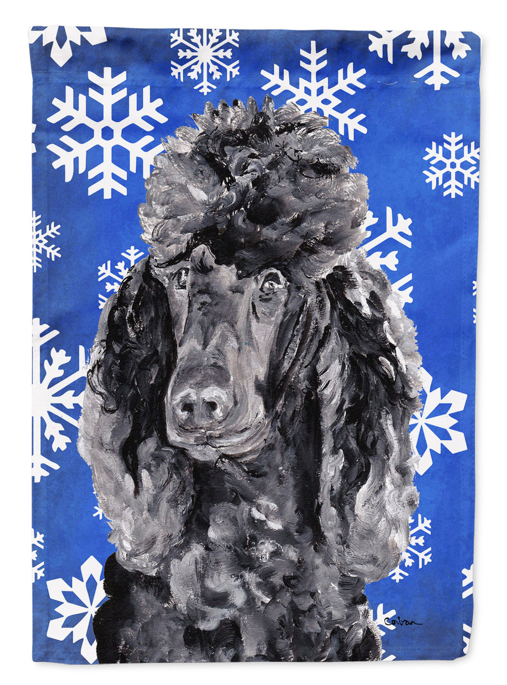 Black Standard Poodle Winter Snowflakes Garden Flag Mailbox Decorative Yard Banner Outside Patio Artwork for Flower Beds, Garden Size, Multicolor