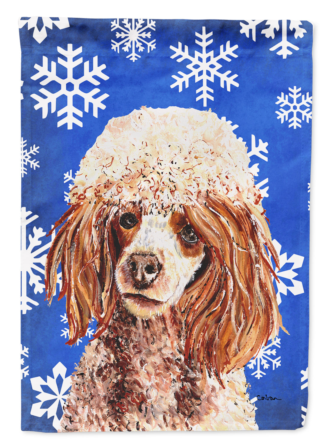 Red Miniature Poodle Winter Snowflakes Garden Flag Mailbox Decorative Yard Banner Outside Patio Artwork for Flower Beds, Garden Size, Multicolor