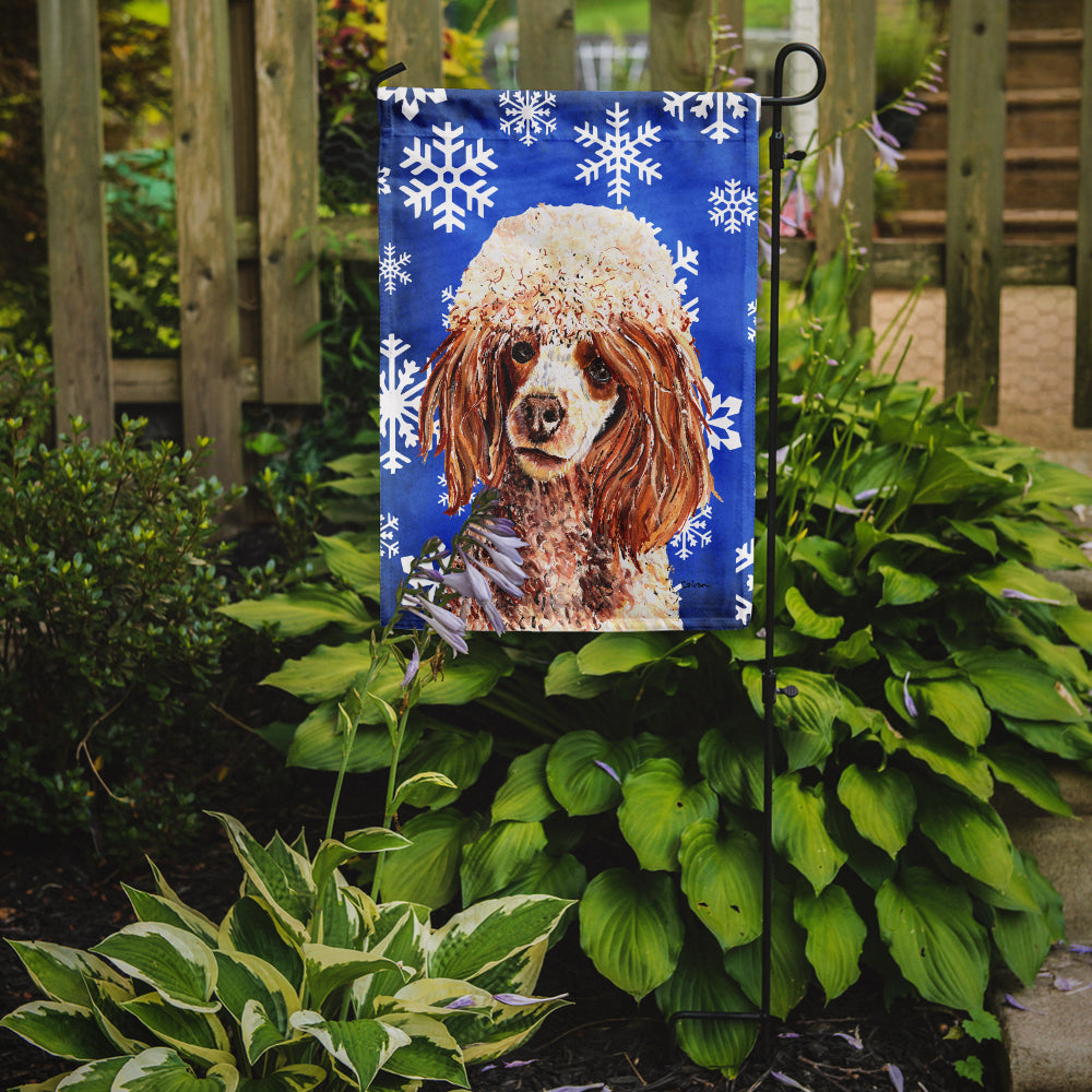 Red Miniature Poodle Winter Snowflakes Garden Flag Mailbox Decorative Yard Banner Outside Patio Artwork for Flower Beds, Garden Size, Multicolor
