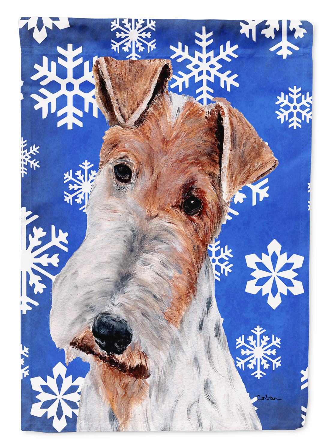 Wire Fox Terrier Winter Snowflakes Garden Flag Mailbox Decorative Yard Banner Outside Patio Artwork for Flower Beds, Garden Size, Multicolor
