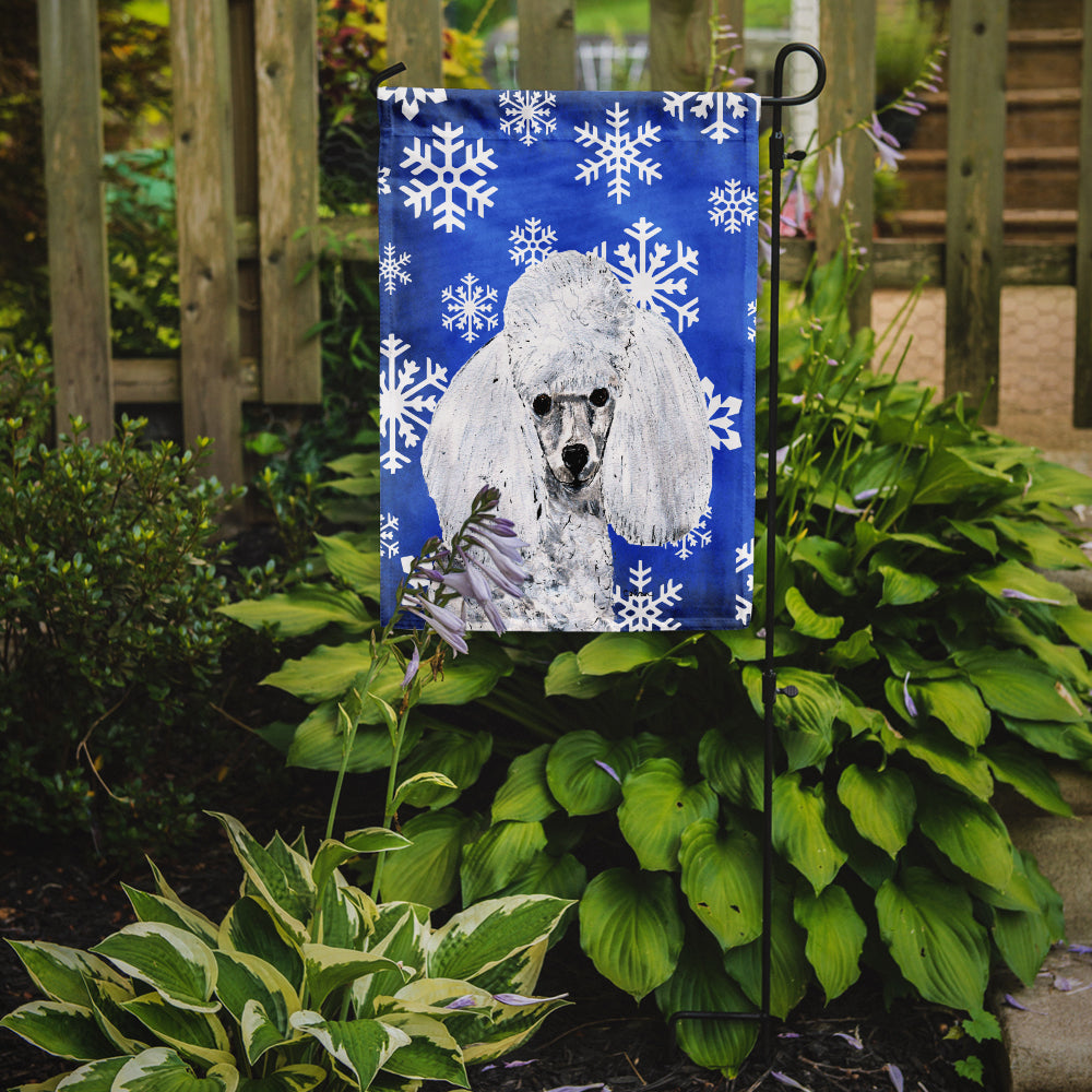 White Toy Poodle Winter Snowflakes Garden Flag Mailbox Decorative Yard Banner Outside Patio Artwork for Flower Beds, Garden Size, Multicolor